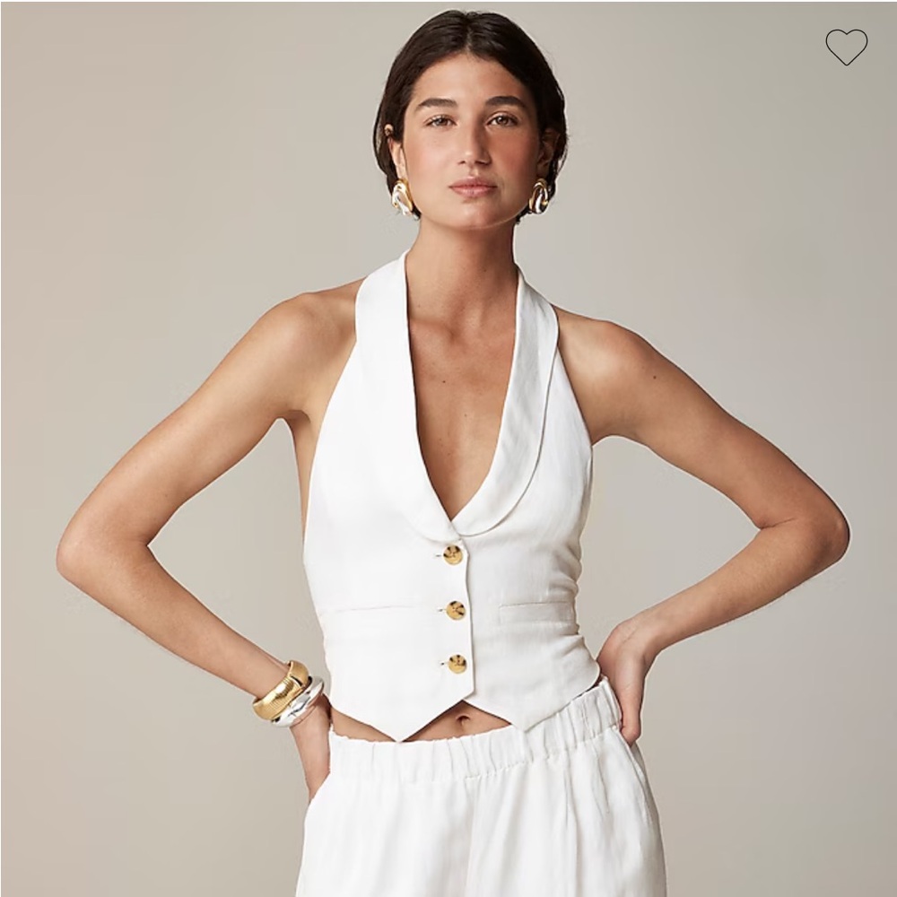 J. Crew Open-back vest in linen-cupro blend - Picture 1 of 4
